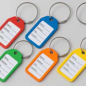 Silicone Luggage Tags with Name ID Cards Set of 5 Colorful Suitcase Labels with Steel Loops for Travel Bag Privacy Protection Multi