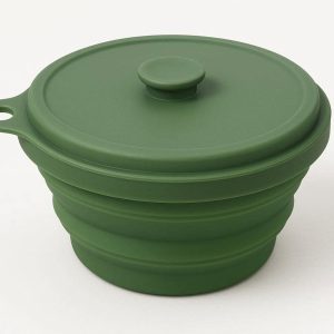 Large Collapsible Silicone Camping Bowl with Lid 17oz Expandable Outdoor Food Container Portable Lightweight Dish for Backpacking Trekking Green