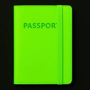 Neon Color Passport Holder Cover with Elastic Band Closure Bright Travel Wallet for Easy Visibility in Bags and Quick Airport Access Green